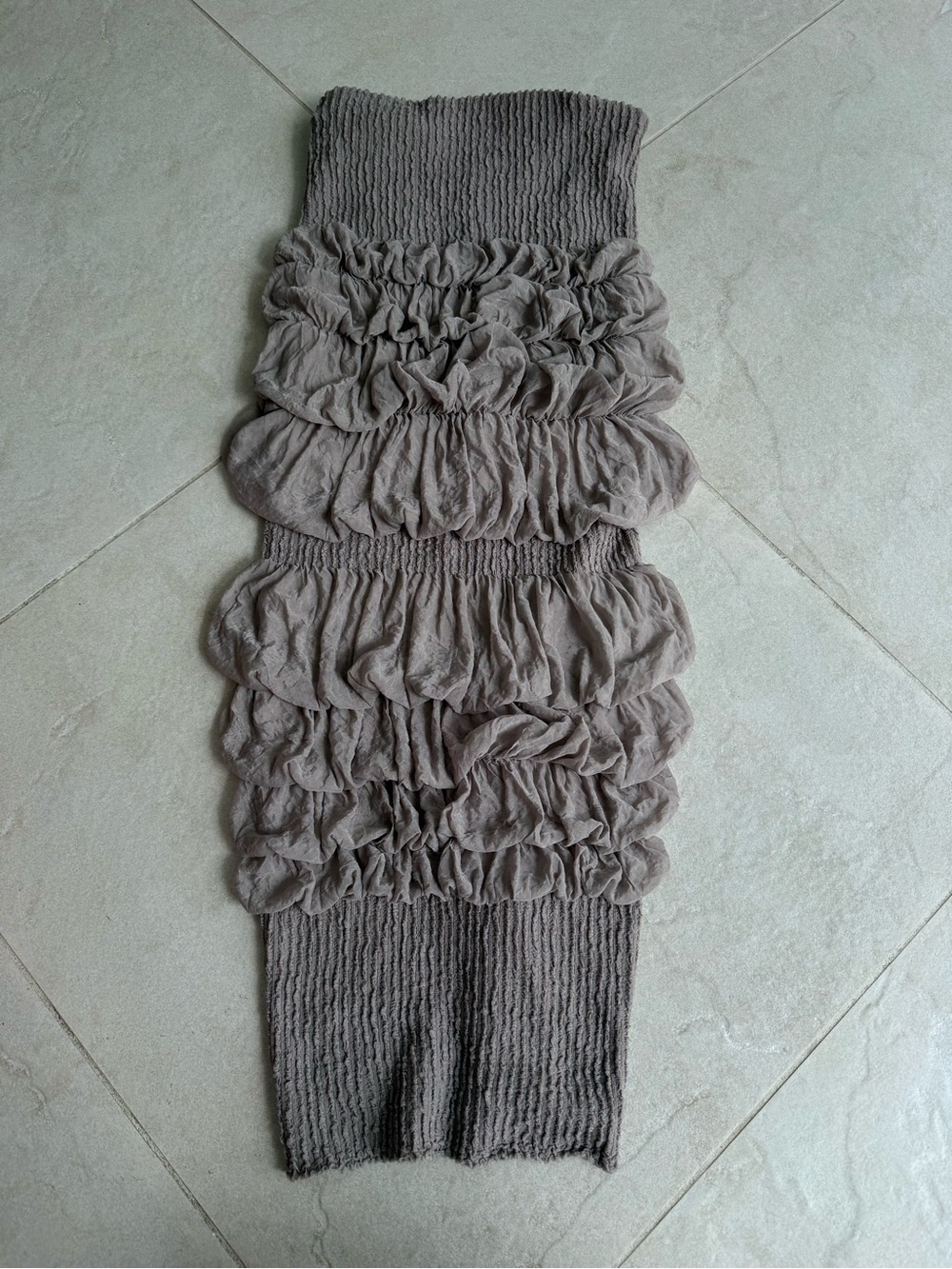 UnaLuna Collection Ruffled Tube Dress In Taupe